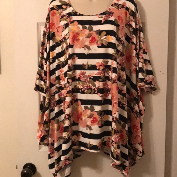 SALE! NWT Jodifl Striped Floral Shirt OSFA Fit - Picture 4 of 4